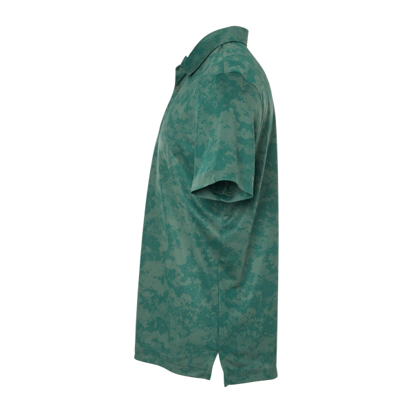Adidas Men's All Over Camo Print Polo, Green Oxide, Left Sleeve view