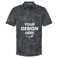 Adidas Men's All Over Camo Print Polo, Grey Six, Front view, Mockup