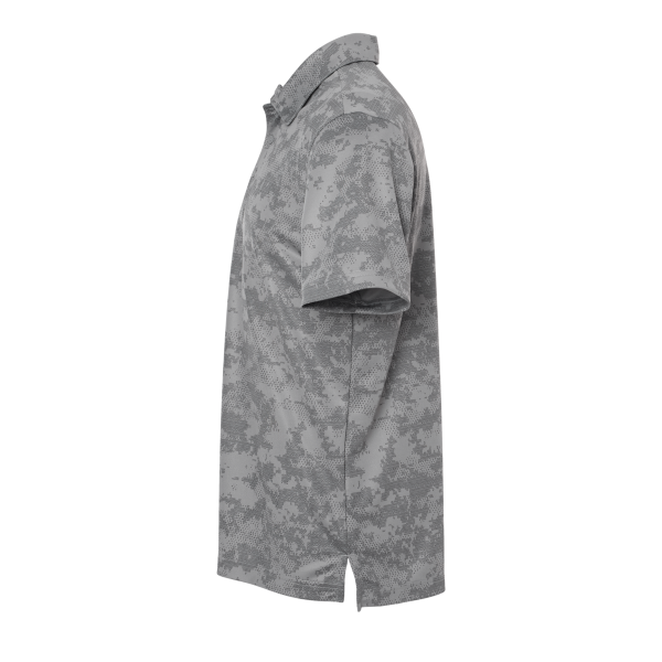 Adidas Men's All Over Camo Print Polo, Grey Three, Left Sleeve view