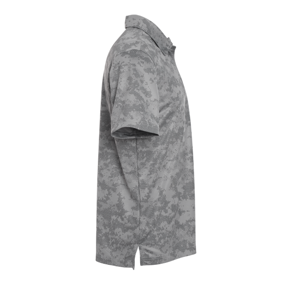 Adidas Men's All Over Camo Print Polo, Grey Three, Right Sleeve view