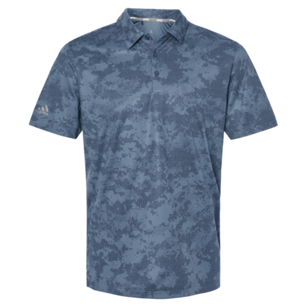 Adidas Men's All Over Camo Print Polo, Tech Ink, Front view