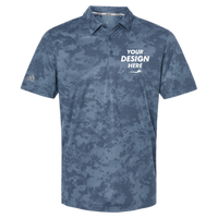 Adidas Men's All Over Camo Print Polo, Tech Ink, Front view, Mockup