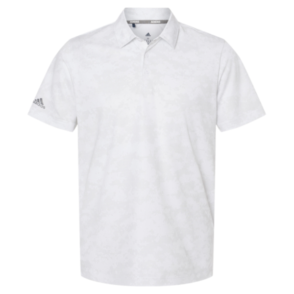Adidas Men's All Over Camo Print Polo, White, Front view