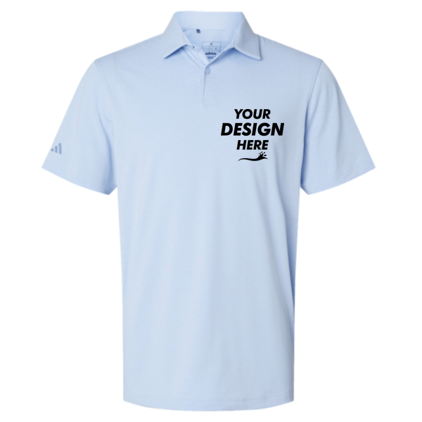 Adidas Men's Blended Polo, Blue Dawn Melange, Front view, Mockup