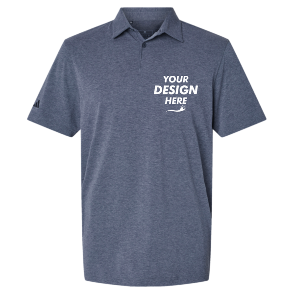 Adidas Men's Blended Polo, Collegiate Navy Melange, Front view, Mockup