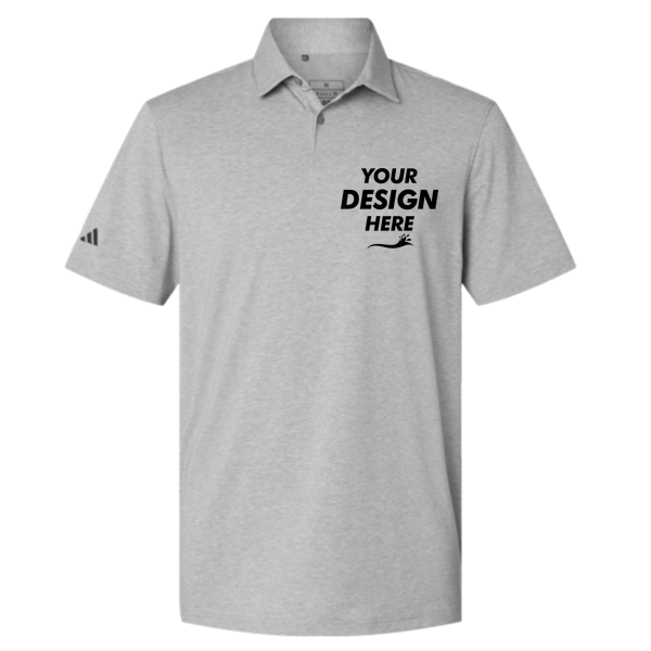 Adidas Men's Blended Polo, Grey Three Melange, Front view, Mockup