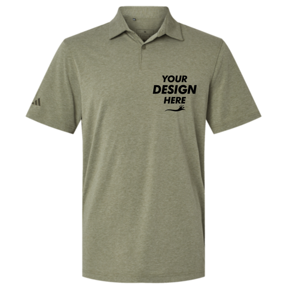 Adidas Men's Blended Polo, Olive Strata Melange, Front view, Mockup