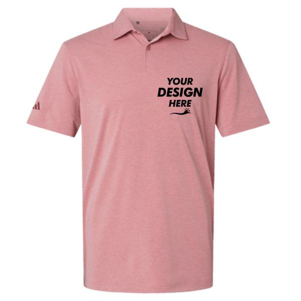 Adidas Men's Blended Polo, Pink Strata Melange, Front view, Mockup