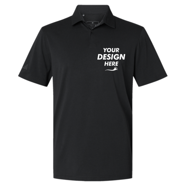 Adidas Men's Blended Polo, Solid Black, Front view, Mockup