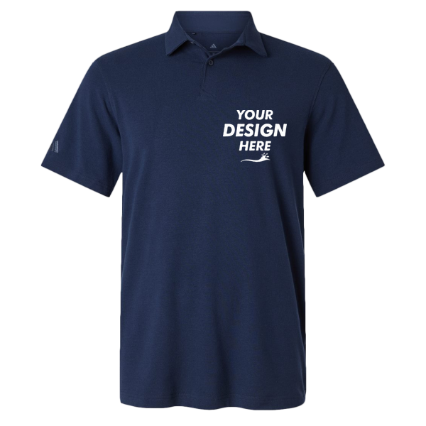 Adidas Men's Blended Polo, Solid Collegiate Navy, Front view, Mockup