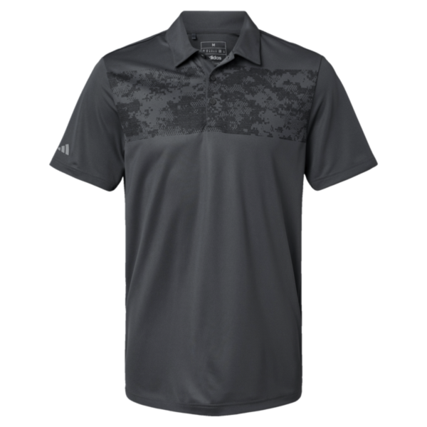 Adidas Men's Camo Chest Print Polo, Grey Six, Front view