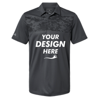 Adidas Men's Camo Chest Print Polo, Grey Six, Front view, Mockup