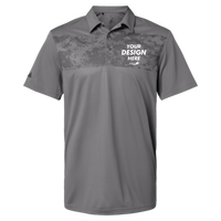 Adidas Men's Camo Chest Print Polo, Grey Three, Front view, Mockup