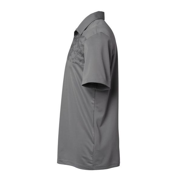 Adidas Men's Camo Chest Print Polo, Grey Three, Left Sleeve view