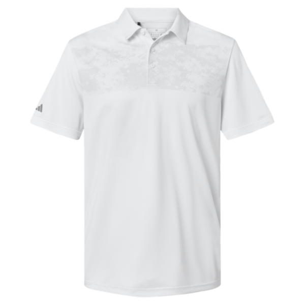 Adidas Men's Camo Chest Print Polo, White, Front view