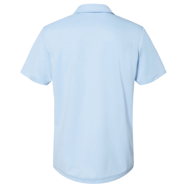 Adidas Men's Heathered Colorblocked 3-Stripes Polo, Glow Blue Heather / Collegiate Navy Heather, Back view
