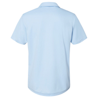 Adidas Men's Heathered Colorblocked 3-Stripes Polo, Glow Blue Heather / Collegiate Navy Heather, Back view