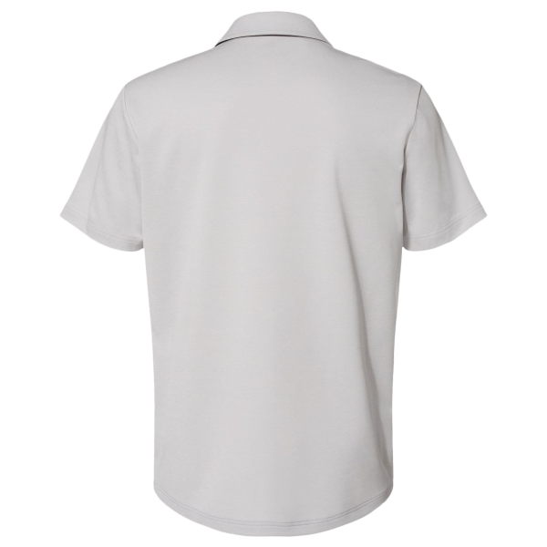 Adidas Men's Heathered Colorblocked 3-Stripes Polo, Grey Two Heather / Collegiate Navy Heather, Back view
