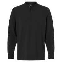 Adidas Men's Henley Long Sleeve T-Shirt, Black, Front view
