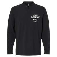 Adidas Men's Henley Long Sleeve T-Shirt, Black, Front view, Mockup