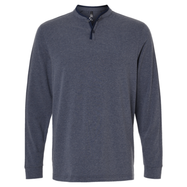 Adidas Men's Henley Long Sleeve T-Shirt, Collegiate Navy Melange, Front view