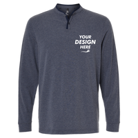 Adidas Men's Henley Long Sleeve T-Shirt, Collegiate Navy Melange, Front view, Mockup