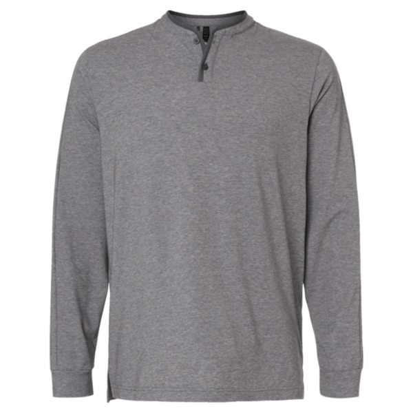 Adidas Men's Henley Long Sleeve T-Shirt, Grey Five Melange, Front view