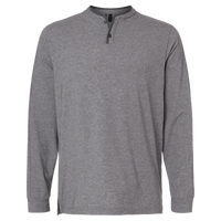 Adidas Men's Henley Long Sleeve T-Shirt, Grey Five Melange, Front view