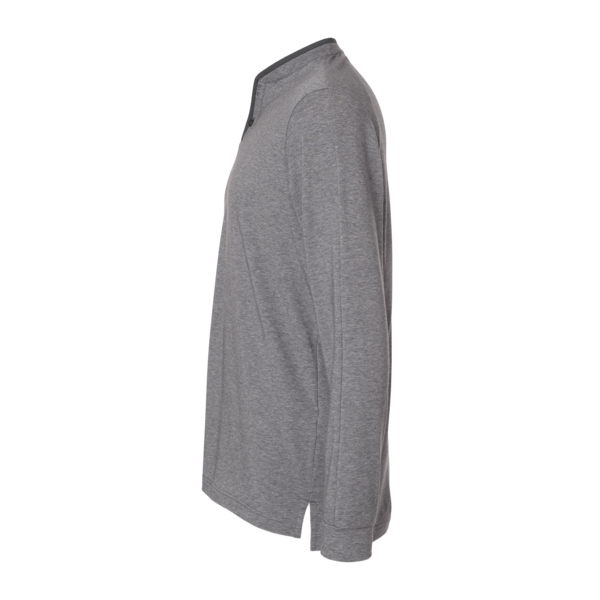 Adidas Men's Henley Long Sleeve T-Shirt, Grey Five Melange, Left Sleeve view