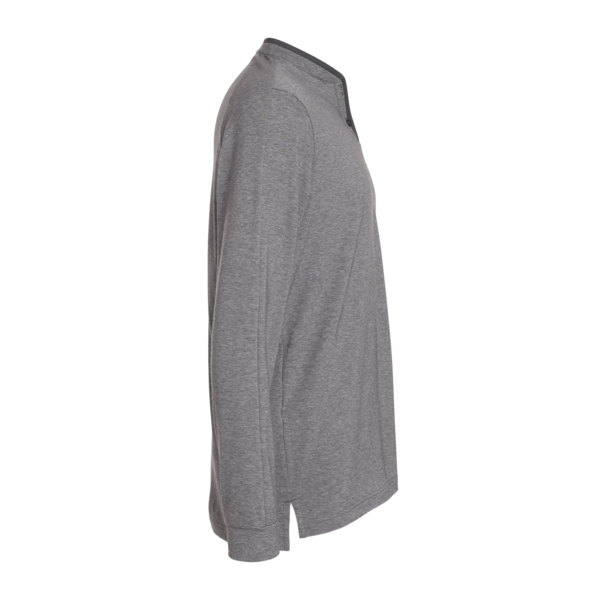 Adidas Men's Henley Long Sleeve T-Shirt, Grey Five Melange, Right Sleeve view