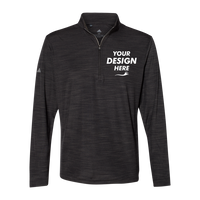 Adidas Men's Lightweight Mélange Quarter-Zip Pullover, Black Melange, Front view, Mockup