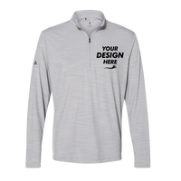 Adidas Men's Lightweight Mélange Quarter-Zip Pullover, Mid Grey Melange, Front view, Mockup