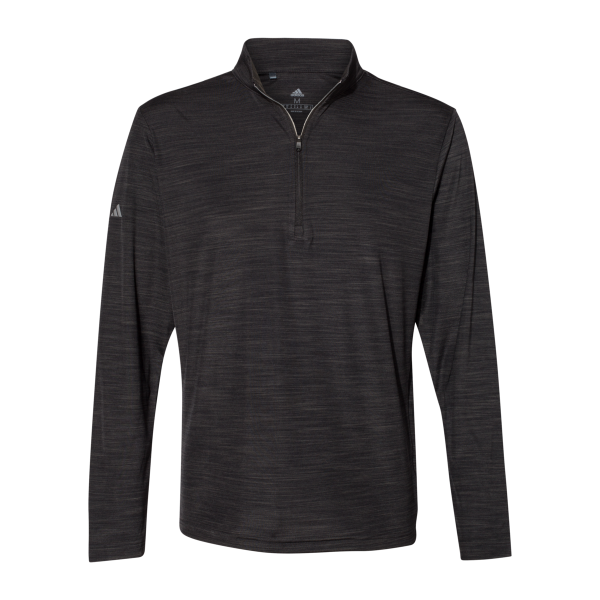 Adidas Men's Lightweight Mélange Quarter-Zip Pullover, Black Melange, Front view