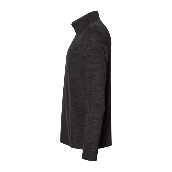 Adidas Men's Lightweight Mélange Quarter-Zip Pullover, Black Melange, Left Sleeve view
