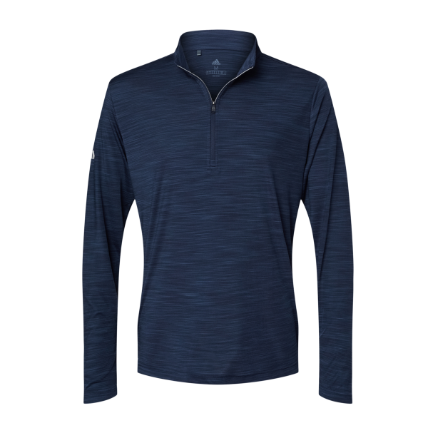 Adidas Men's Lightweight Mélange Quarter-Zip Pullover, Collegiate Navy Melange, Front view