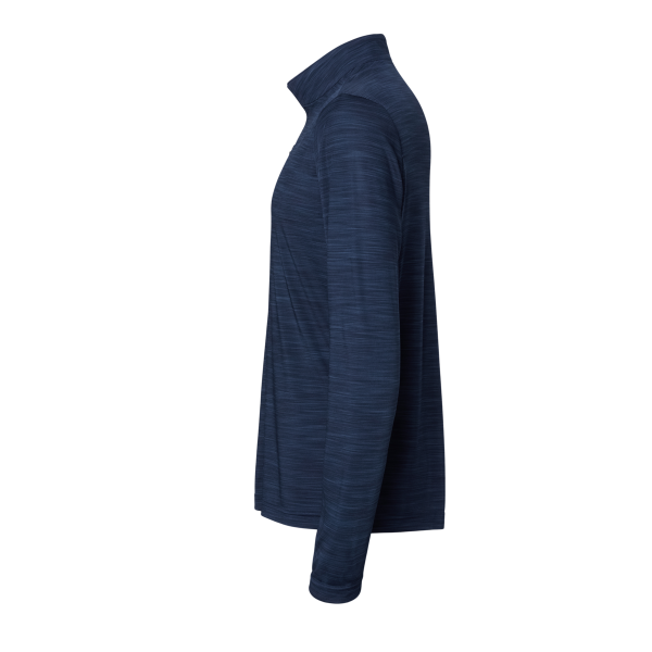Adidas Men's Lightweight Mélange Quarter-Zip Pullover, Collegiate Navy Melange, Left Sleeve view