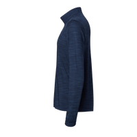 Adidas Men's Lightweight Mélange Quarter-Zip Pullover, Collegiate Navy Melange, Left Sleeve view