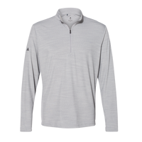 Adidas Men's Lightweight Mélange Quarter-Zip Pullover, Mid Grey Melange, Front view