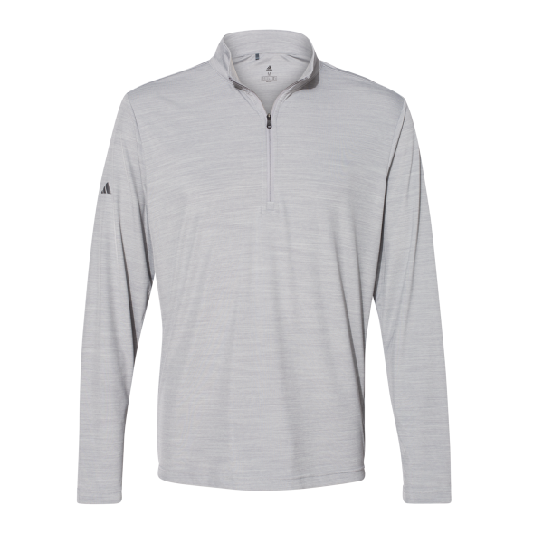 Adidas Men's Lightweight Mélange Quarter-Zip Pullover, Mid Grey Melange, Front view
