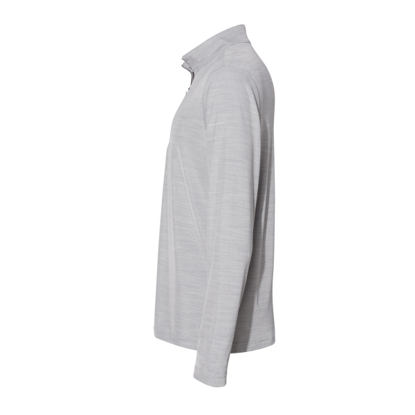 Adidas Men's Lightweight Mélange Quarter-Zip Pullover, Mid Grey Melange, Left Sleeve view