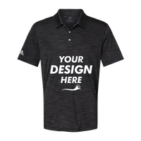 Adidas Men's Mélange Polo, Black Melange, Front view, Mockup