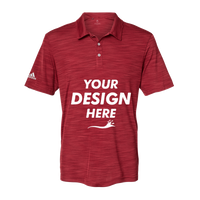 Adidas Men's Mélange Polo, Collegiate Burgundy Melange, Front view, Mockup