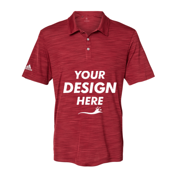 Adidas Men's Mélange Polo, Collegiate Burgundy Melange, Front view, Mockup