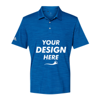 Adidas Men's Mélange Polo, Collegiate Royal Melange, Front view, Mockup