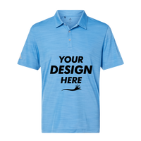Adidas Men's Mélange Polo, Lucky Blue Melange, Front view, Mockup