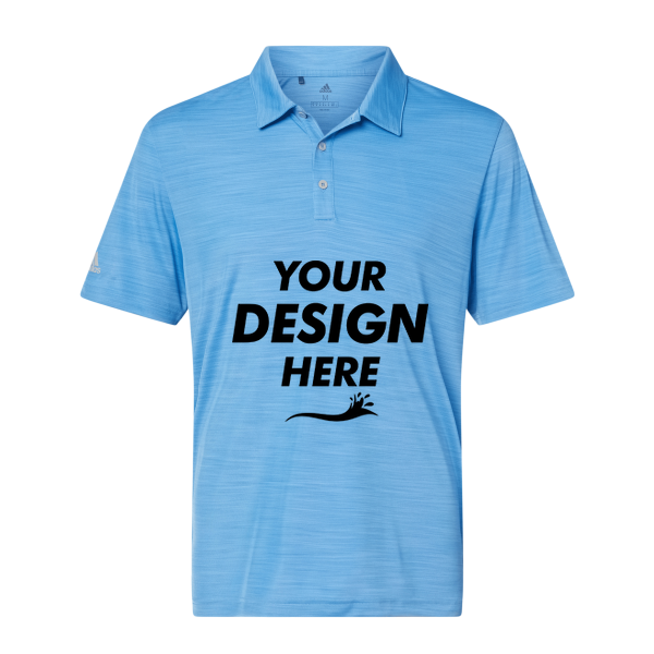Adidas Men's Mélange Polo, Lucky Blue Melange, Front view, Mockup