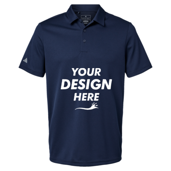 Adidas Men's Micro Piqué Polo, Collegiate Navy, Front view, Mockup