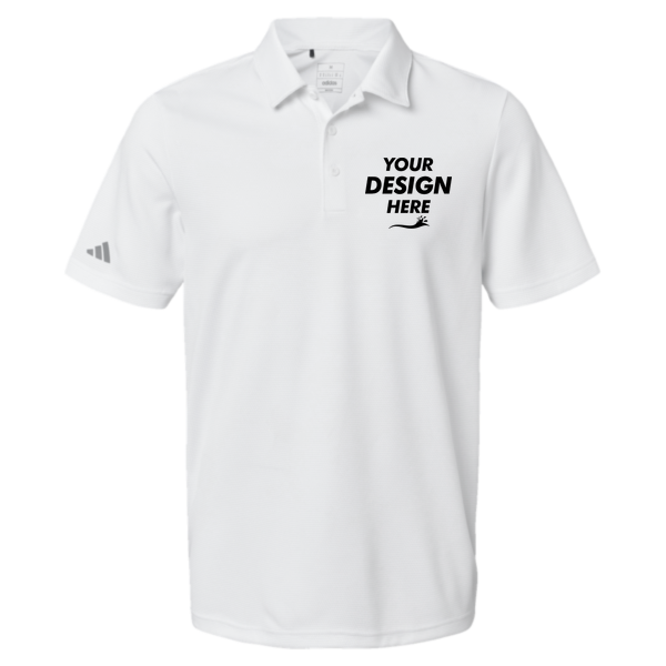 Adidas Men's Micro Piqué Polo, White, Front view, Mockup