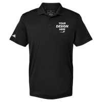 Adidas Men's Performance Piqué Polo, Black, Front view, Mockup
