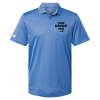 Adidas Men's Performance Piqué Polo, Blue Fusion, Front view, Mockup